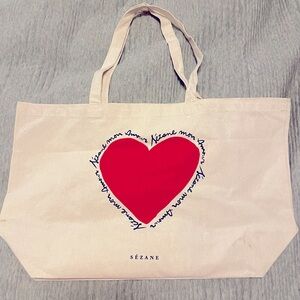 Sézane Mon Amour Heart Tote Bag